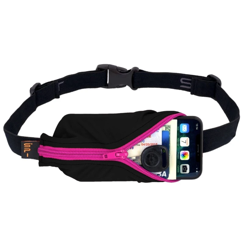 SPIbelt Running Belt With Large Pocket (Black & Pink Zip) 1 SPIbelt Running Belt With Large Pocket (Black & Pink Zip)
