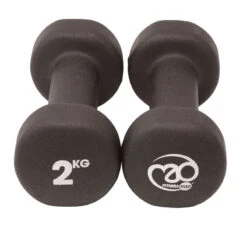 Fitness-Mad Black Neoprene 2kg Dumbbells (Pair)
