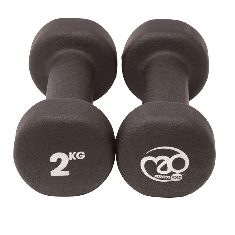 Fitness-Mad Black Neoprene 2kg Dumbbells (Pair) 1 Fitness-Mad Black Neoprene 2kg Dumbbells (Pair)