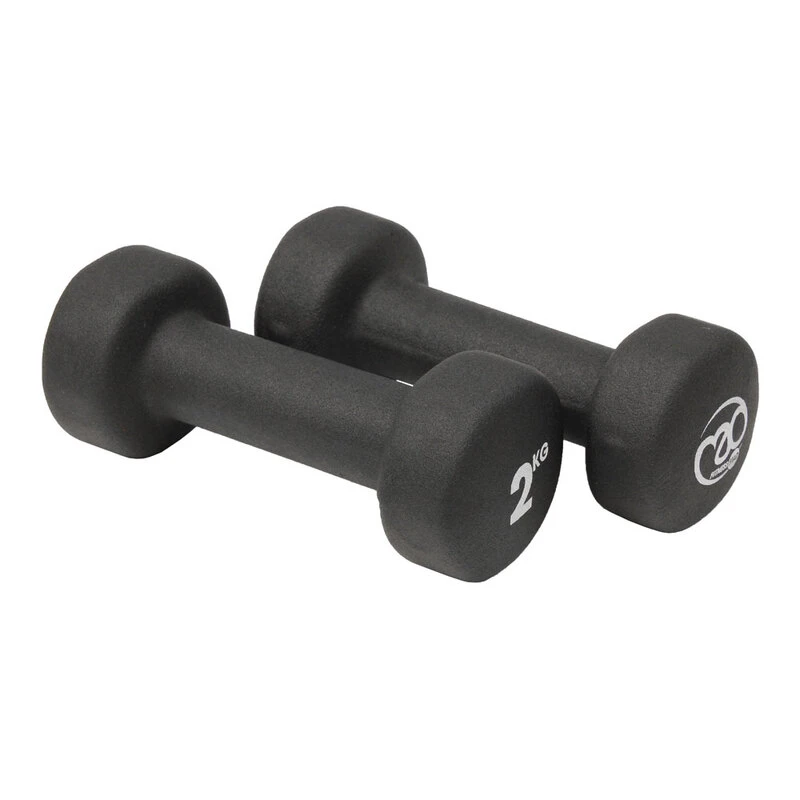 Fitness-Mad Black Neoprene 2kg Dumbbells (Pair) 3 Fitness-Mad Black Neoprene 2kg Dumbbells (Pair) - Image 3