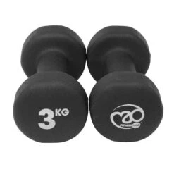 Fitness-Mad Black Neoprene 3kg Dumbbells (Pair)