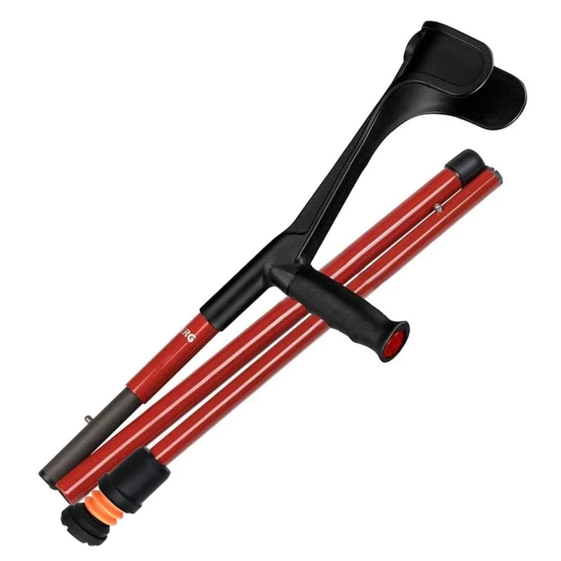 Flexyfoot Carbon Fibre Soft Grip Open Cuff Red Folding Crutch 2 Flexyfoot Carbon Fibre Soft Grip Open Cuff Red Folding Crutch - Image 2